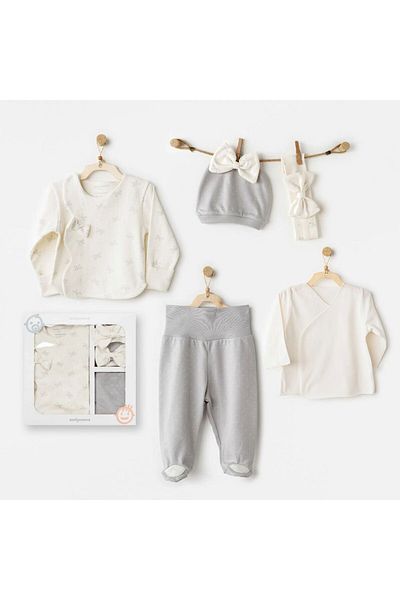Budi Andywawa Ac26250 Baby Bow Bliss 5-Piece Hospital Release Ecru