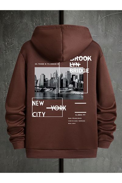 uyguntarz Unisex Brooklyn Bridge Printed Oversize Sweatshirt