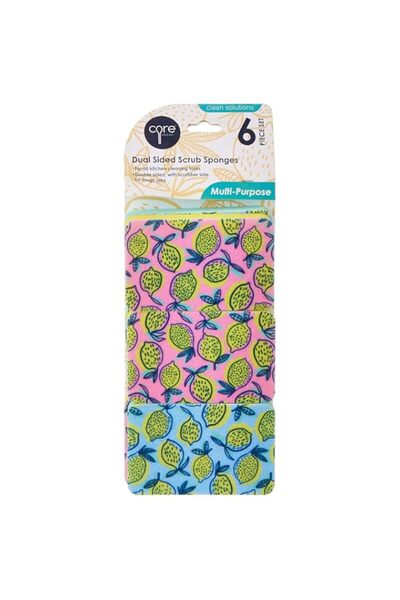 Generic مجموعة إسفنجات كور كيتشن المطبوعة بالليمون، مكونة من 6 قطع
