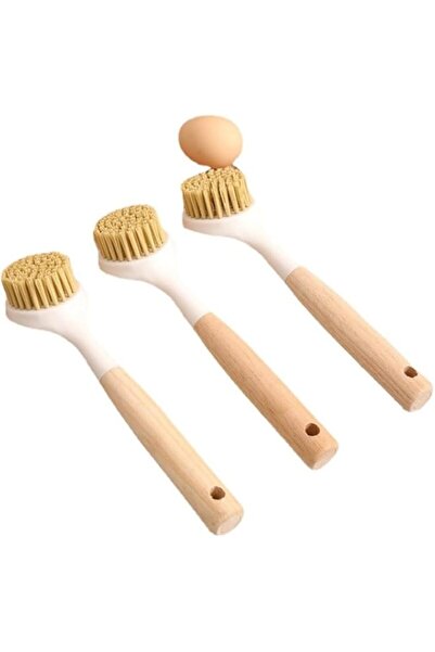 Generic مجموعة من 3 فرش خشبية لتنظيف الأطباق - فرشاة ناعمة لتنظيف أطباق المعك...