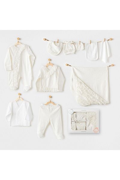 Budi Andywawa AC25311 Newborn Chic Girl 10 Pieces Hospital Release Ecru