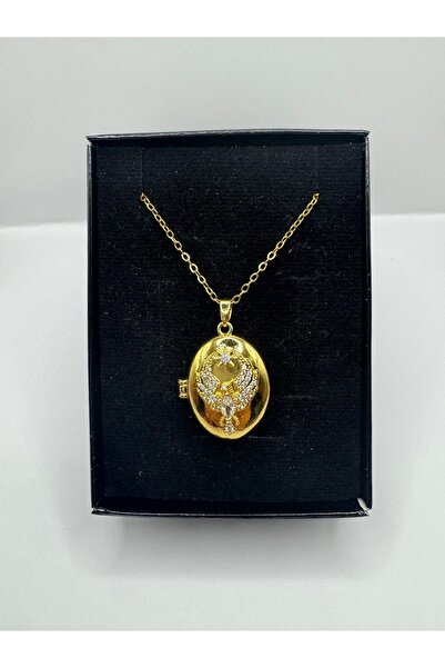 AbaqKalza قلادة ذهبية اللون على شكل نجمة وتاج – ميدالية بتصميم خاص