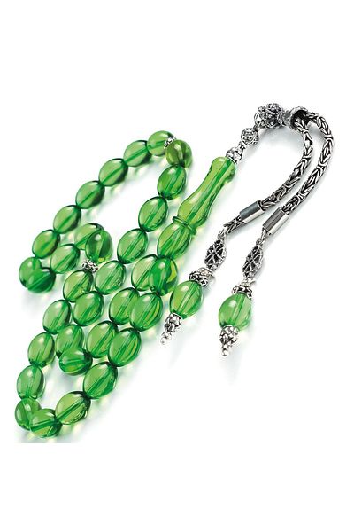 TESBİHCİBABA Caribbean Pearl Green Amber Drop Amber Prayer Beads
