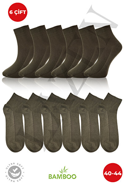 Lazen Men's Bamboo Booties Socks - 6 Pair Set - Soft and Flexible Structure - Daily Comfortable Use - Beige Color