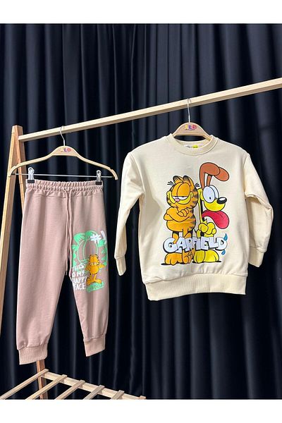 Alpbebe Garfield 2 Thread Tracksuit Set - Cream