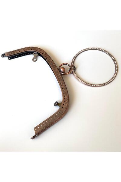 knitme Çanta Bursu - Çanta Taş Detaylı Saplı Antik Renk 19 Cm BA-0096