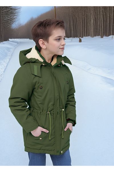 Joui Co Waterproof Canvas Fabric Fur Winter Thick Coat - Durable and Machine Washable