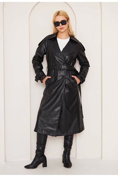 STILVANA BONAR LONG LEATHER COAT