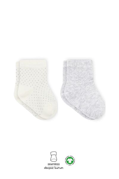 Budi Organic 2-Piece Point Derby Combed Cotton Socks Bs2000 Gray Ecru