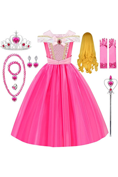 EvrikaUnity Rochita Printesa Aurora, Set cu Peruca, Coronita si Accesorii, Fr...