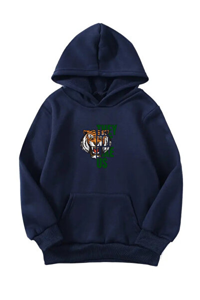 CLAYES Унісекс оверсайз з капюшоном і принтом The Hot Like Us - темно-синій