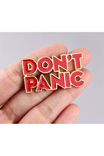 LİLİBETH BİJOU Don’t Panic Yazılı Metal Rozet
