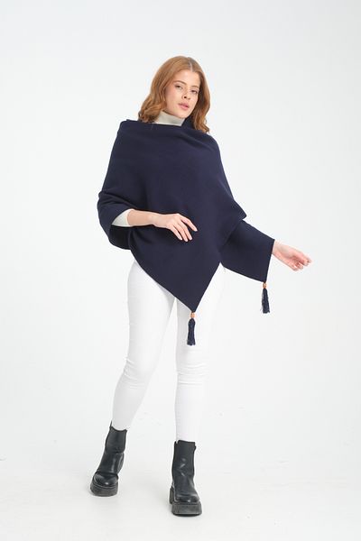 T Crazy T-Crazy Knitwear Winter Knitwear Shawl with Stitched Edges Solid Color Tassels, Knitwear Knitted Shoulder Shawl