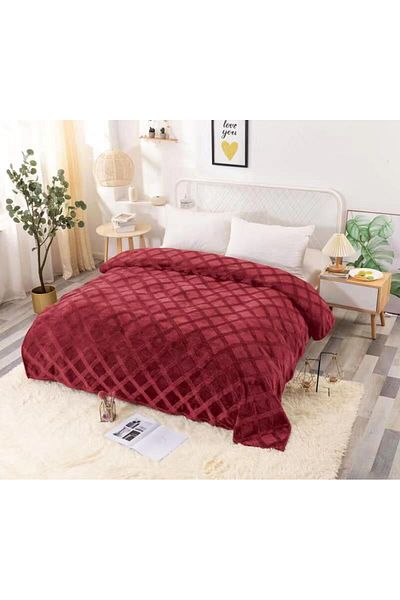 OEM Cocolino blanket for double bed 200 x 230 cm burgundy pattern