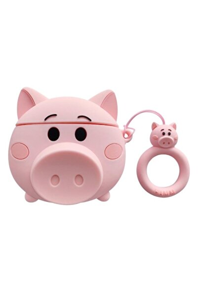 OEM 3D Silicone Protective Case for Apple AirPods 1/2, Pink Pig