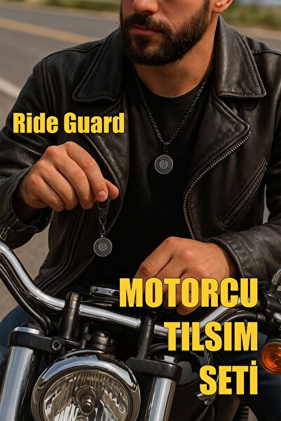 vogutima jewelery&silver by timuçin mavili Amuletă pentru motociclist - Set de colier și pandantiv Ride Guard pentru motociclist, cadou pentru motociclist