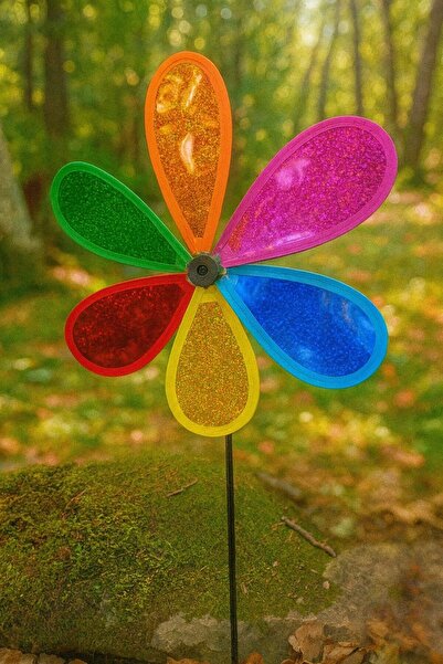 Umut Büyük Boy GÖkkuşağı Rüzgar Gülü - Mat ve canlı renkli Bahçe Balkon süsü