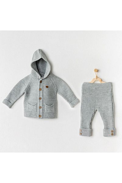 Budi Andywawa ac24335 knitwear 2-piece knit set gray melange