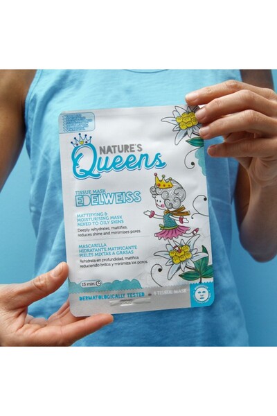 OEM Nature's Queens Sheet Mask, Edelweiss, Mattifying & Moisturizing, 1 Piece