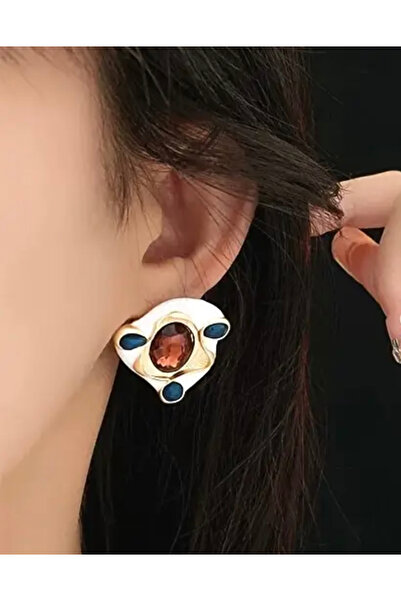 NISHPOINT BEYAZ MİNELİ KÜPE