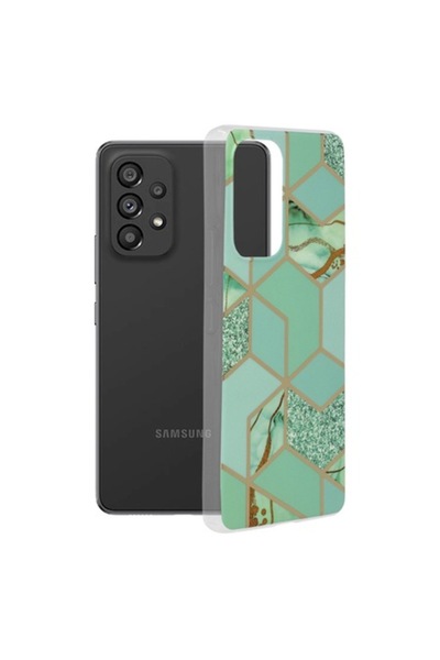 Dali Carcasă de protecție pentru Samsung Galaxy A53 5G, seria Marble, TPU, hexagon verde, multicoloră