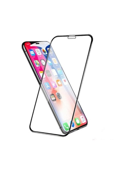 OEM Протектор за екран, съвместим с iPhone XR, закалено стъкло 9H, черно-проз...