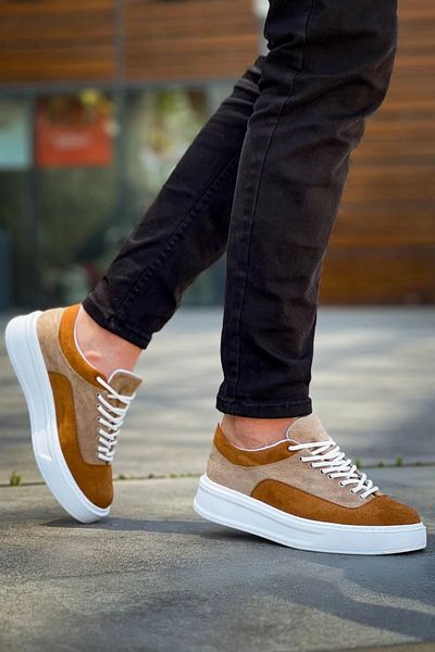 STILVANA Mink Tan Suede Lace-up Casual Men's Shoes