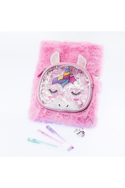 NİCE Giant Girabrilla diary – Unicorn Magic, with fluffy cover and removable purse