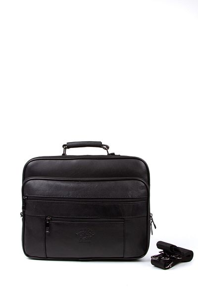 Newish Men's Black Genuine Leather Steel Case Shoulder and Hand Bag Battal Size
