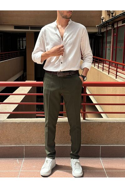 inpool Men'S, Standard-Fit, a Quality, Old Money, Fabric Trousers 23Inp269