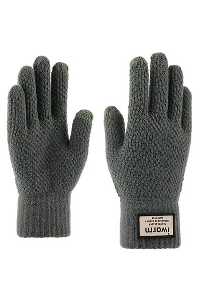 GERICOM Men's Touchscreen-Compatible Gloves GERICOM, Crocheted Textile Material, Wool, Green