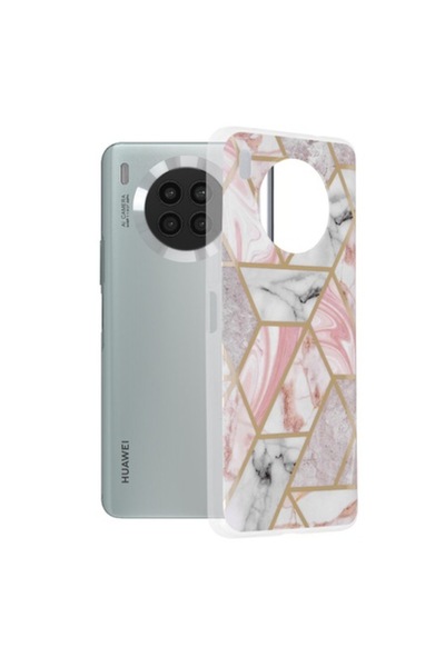 OEM Protective Case for Huawei nova 8i / Honor 50 Lite, UltraX Marble Series G3314, Thermoplastic, Pink