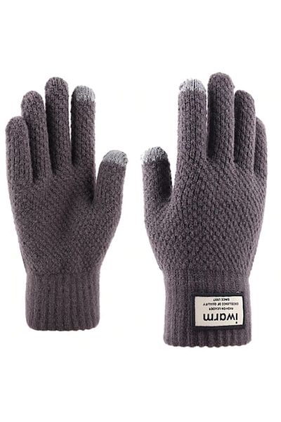 GERICOM Men's touchscreen-compatible gloves GERICOM, universal size, knitted fabric, wool, Grey Warm