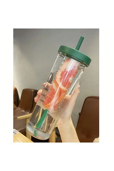 Barbarosshop Detox Flask Water Bottle with Straw Sports Flask Bpa Free 900 ml