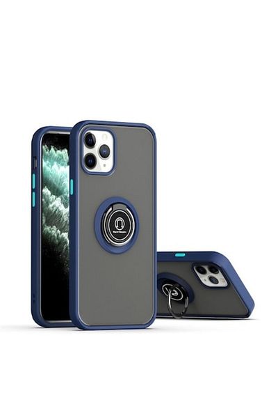 SOHO Carcasă metalică anti-cădere pentru Apple iPhone 14 Pro, rezistentă la șocuri, margini colorate, inel magnetic de prindere,