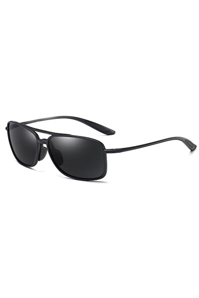 GERICOM Sport Sunglasses - Rectangular, Polarized, UV Filter, Black Lens & Frame