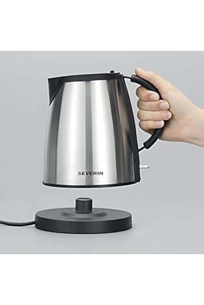 Severin WK 3348 Electric Kettle - 1 Liter, 1350W, Black/Silver, Cordless