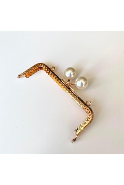 knitme Köşeli Beyaz İnci Boncuklu İşleme Baskılı Askılıklı Çanta ve Cüzdan Bu...