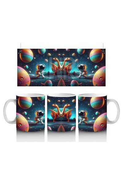 Luluyen Astronauts Who Meet Dinosaurs in Space and Make Children Love Milk Patterned Mug