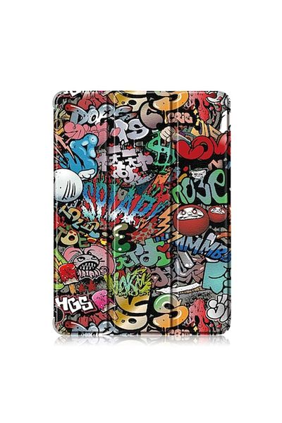 Bibilel Book-style cover for iPad Mini 6 2021, synthetic leather, graffiti design, Multicolor