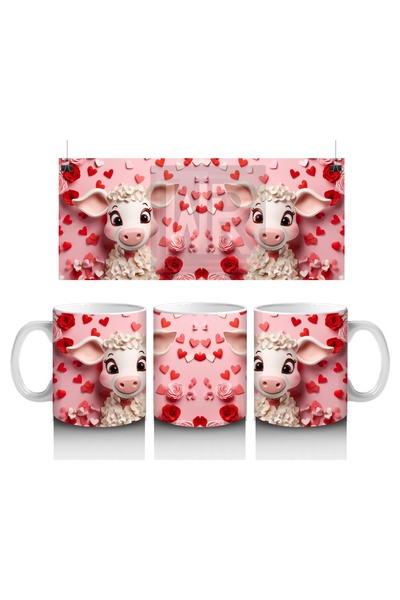 Luluyen كوب لطيف على شكل خروف مع خلفية على شكل قلب يحب الأطفال الحليب