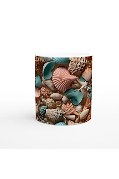 Generic Brand Natural Seashells Patterned Underwater Themed Mug