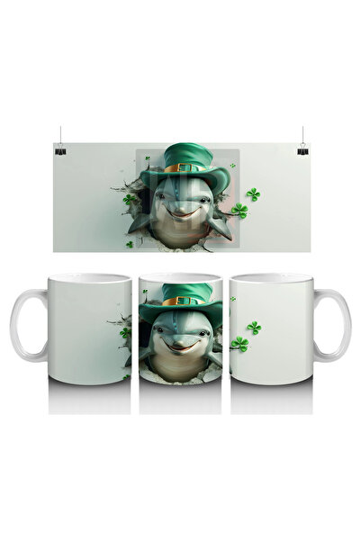 Luluyen كلب أبيض لطيف مع قبعة سانت باتريك – كوب قهوة مطبوع