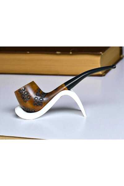 MVA Yeşilimsi Ahşap Pipo | Ahlat Ağacı Pipo | Pearr Wood | Metal Filtreli | Pipo Sehpası Hediyeli