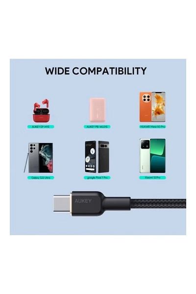 AUKEY 1M Nylon Braided USB-A to USB-C Cable Black