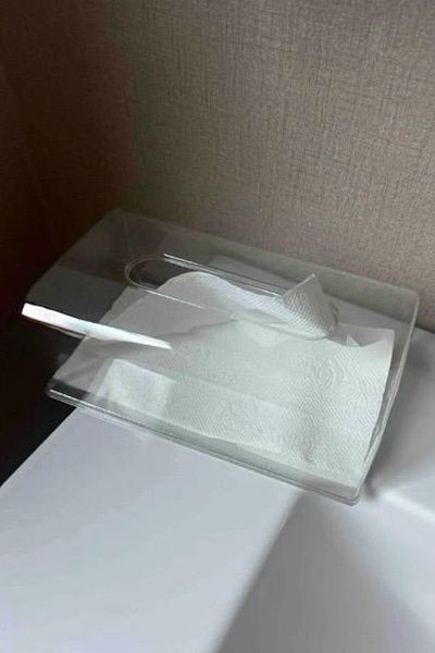 AHİR TİCARET Rectangular Spill-Resistant Transparent Napkin Holder - Z Napkin Compatible Napkin Organizer - Napkin Box