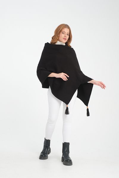 T Crazy T-Crazy Knitwear Winter Knitwear Shawl with Stitched Edges Solid Color Tassels, Knitwear Knitted Shoulder Shawl
