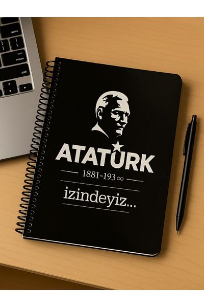Deco Elit Ataturk Themed Spiral Check Notebook – 80 Sheets / 160 Pages – 18X24 cm
