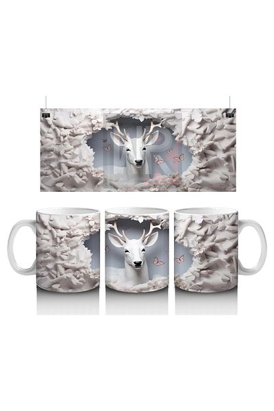 Luluyen Horned Deer and Snow Themed Background – Printed Coffee Mug