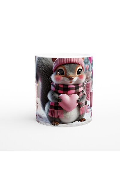 Luluyen كوب مطبوع عليه شكل سنجاب لطيف بين علب هدايا القلب